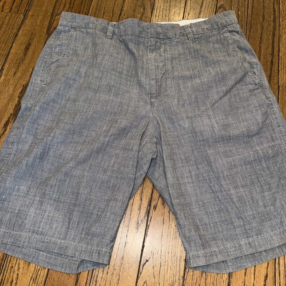 J.Crew Club Shorts Men's 10.5" Inseam Stretch Cotton Chambray Gray Blue Size 33